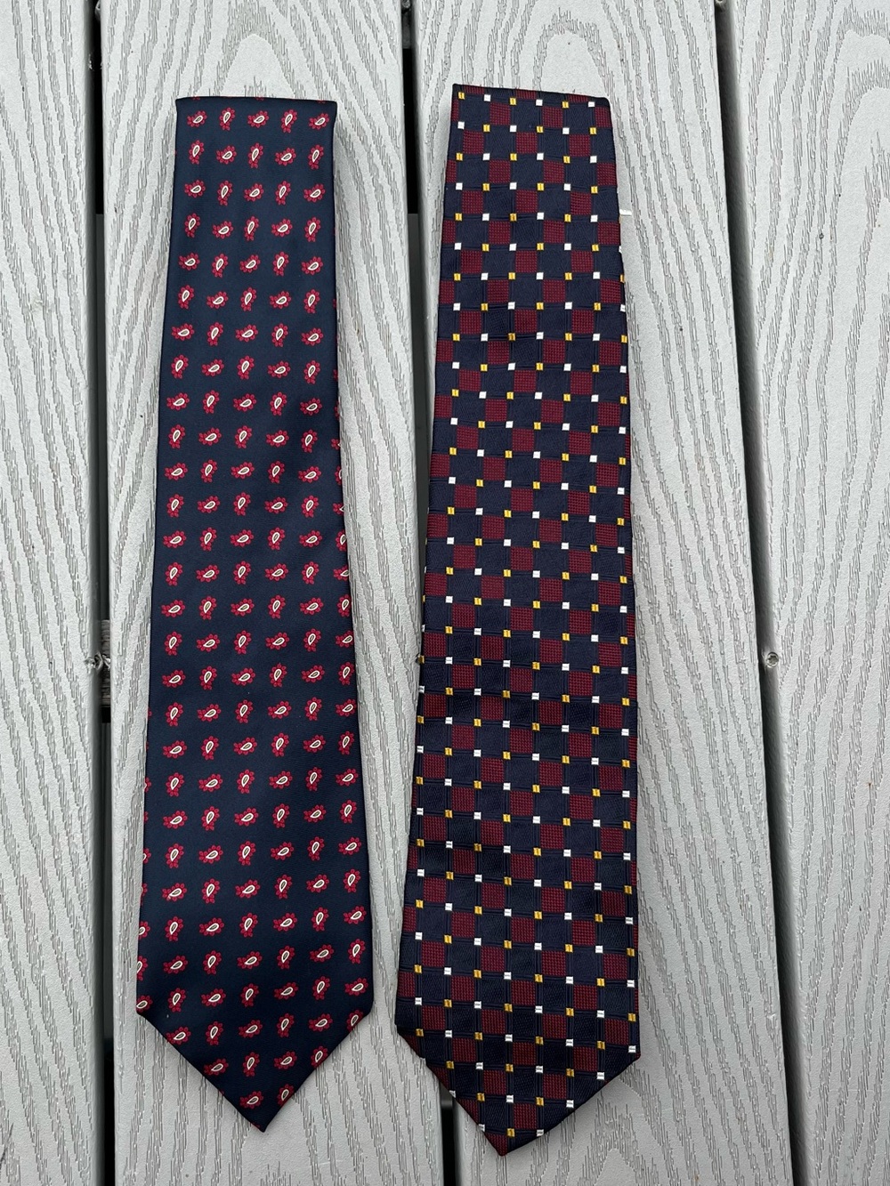 Burberry Men’s Tie Lot of 2 Adult Silk Ties Paisley Print and Geometric Design